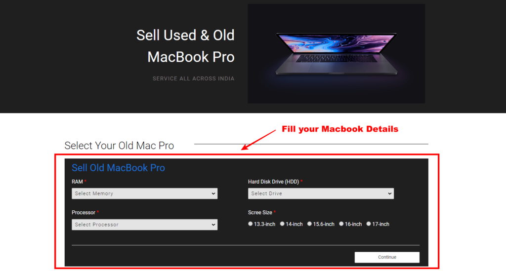Select your MacBook specifications