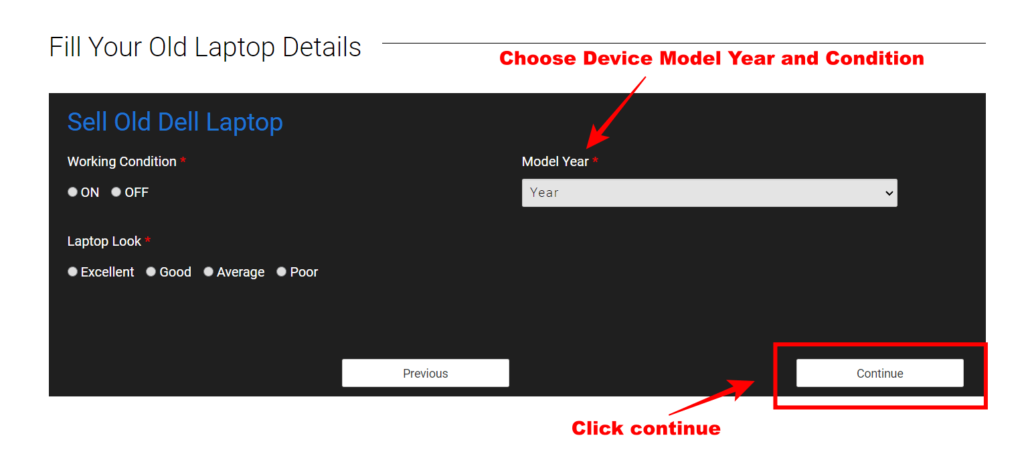 Select Your Device Model Year and Condition