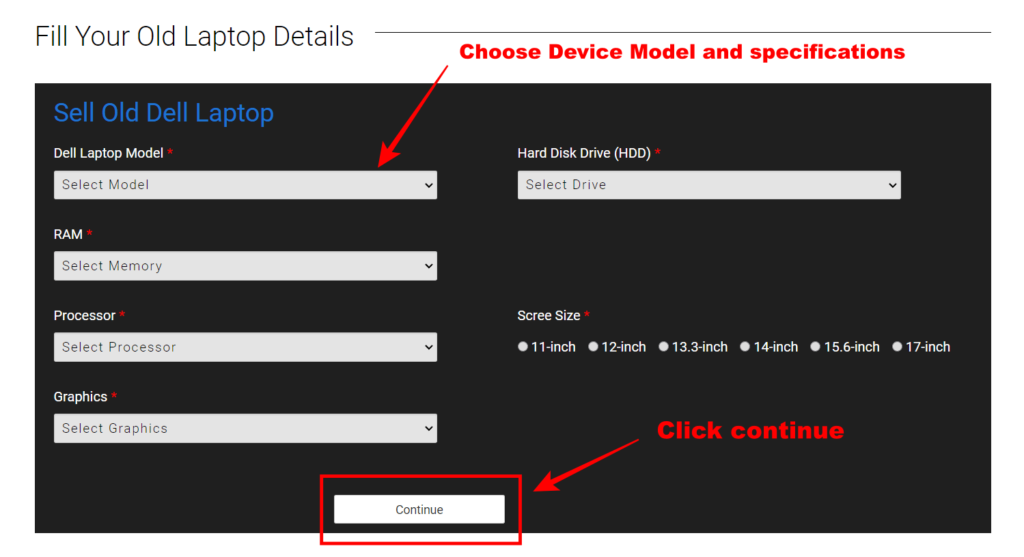 Select Your Device Model and Specifications