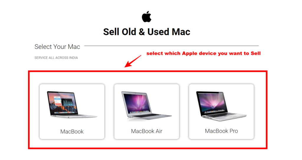  Select which Apple device you want to Sell. MacBook Pro or MacBook Air