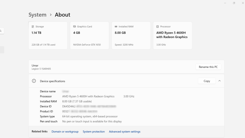 How to Check Laptop Specification - Full Guide for All Brands (2025) 3 Device Specifications in About System
